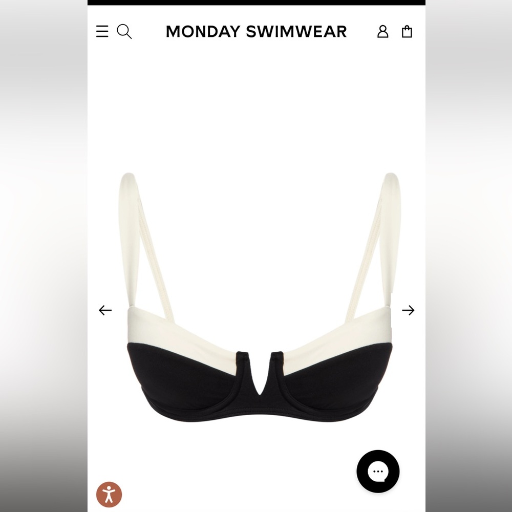 MONDAY SWIMWEAR covelly top black/ivory size large